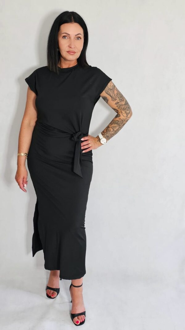 Sukienka midi z wiązaniem czarna