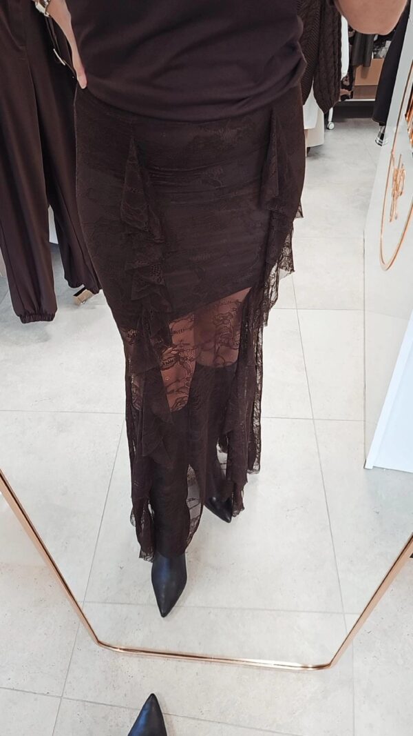 Spódnica maxi koronka czekolada