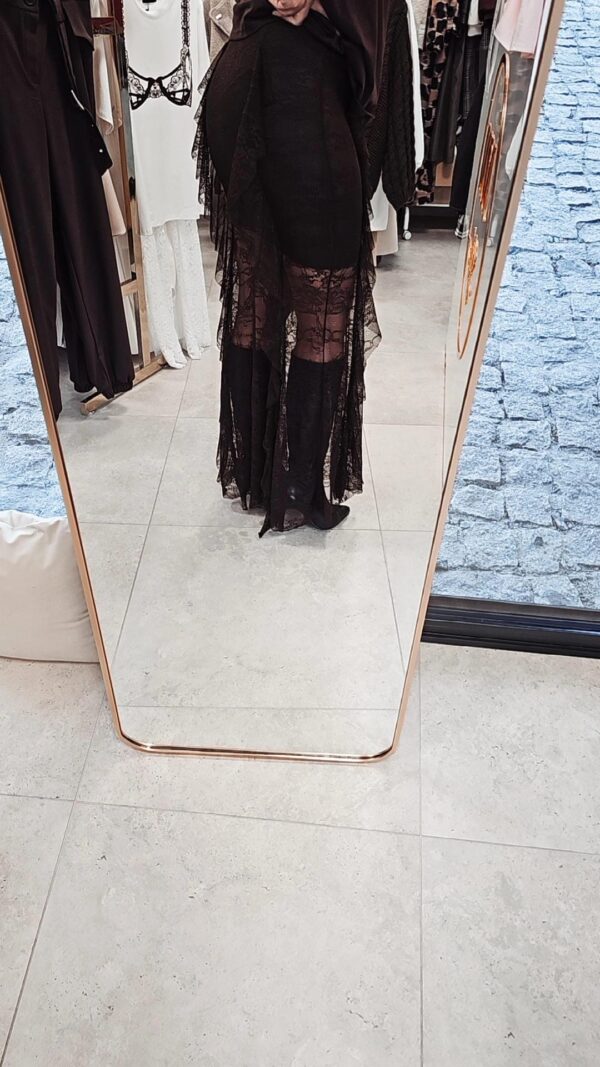 Spódnica maxi koronka czekolada