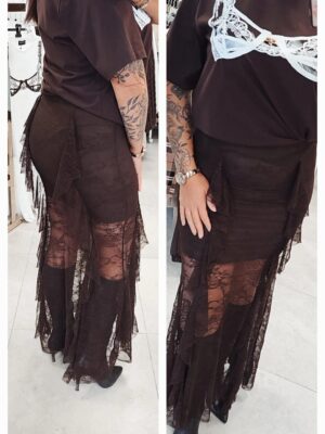 Spódnica maxi koronka czekolada