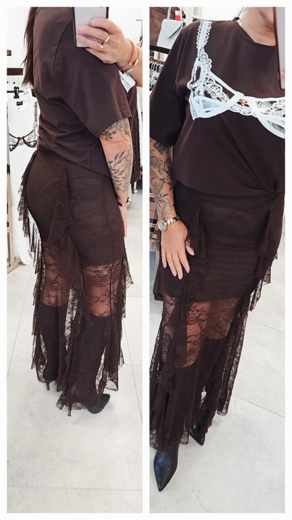 Spódnica maxi koronka czekolada