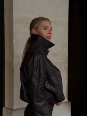 Kurtka bomber ekoskóra LUMINA ciemny brąz