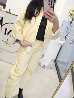 Komplet eko-skóra żółty pastel