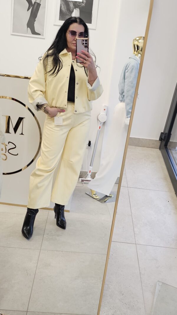 Komplet eko-skóra żółty pastel