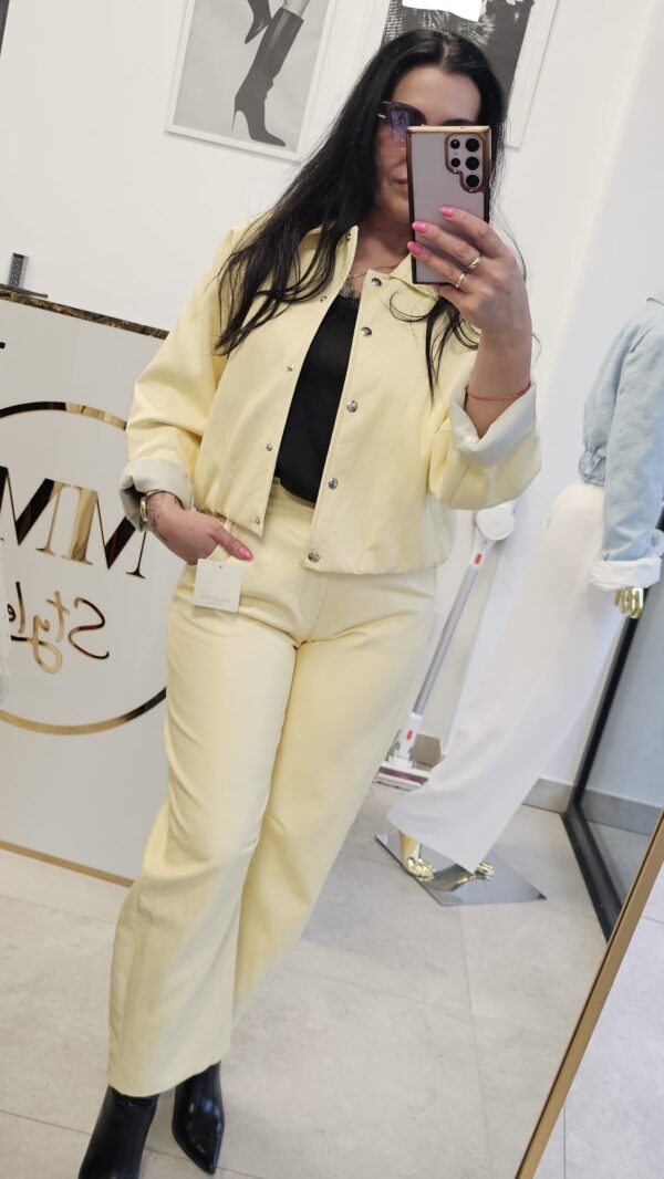 Komplet eko-skóra żółty pastel