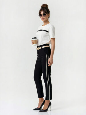 Spodnie Stripe ecru