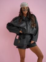 Katana z kołnierzykiem czarna