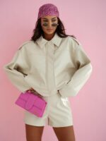 Katana z kołnierzykiem jasny beż