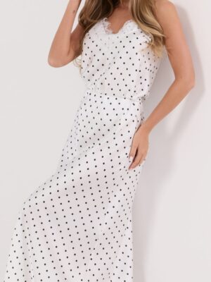 Spódnica damska biała w grochy