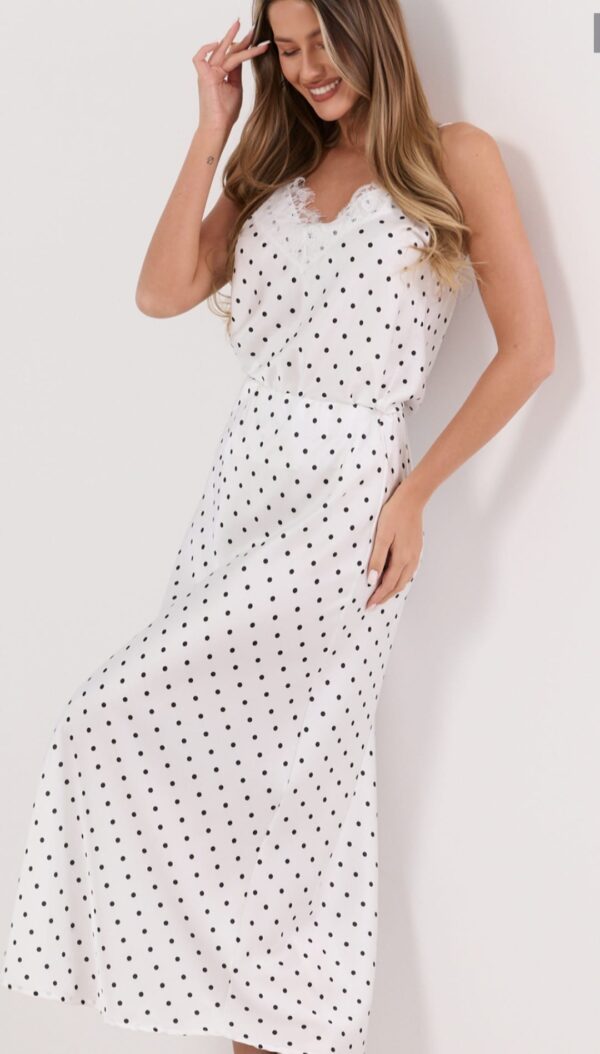 Spódnica damska biała w grochy