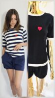 Stylowy dzianinowy komplet spodenki +t shirt