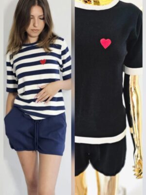 Stylowy dzianinowy komplet spodenki +t shirt