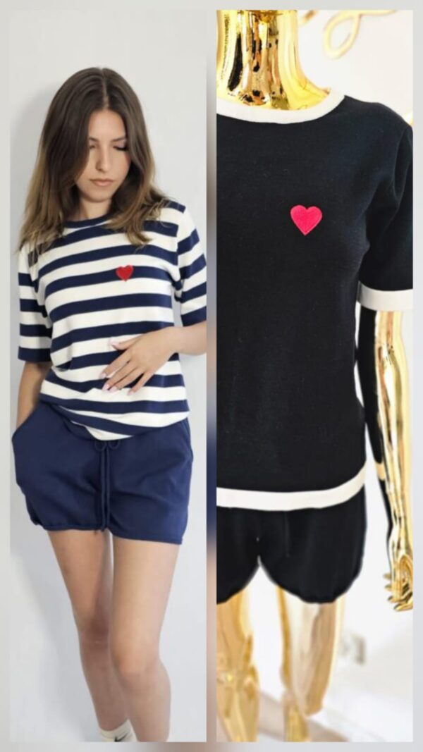 Stylowy dzianinowy komplet spodenki +t shirt