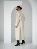 Płaszcz dwurzędowy jodełka ecru