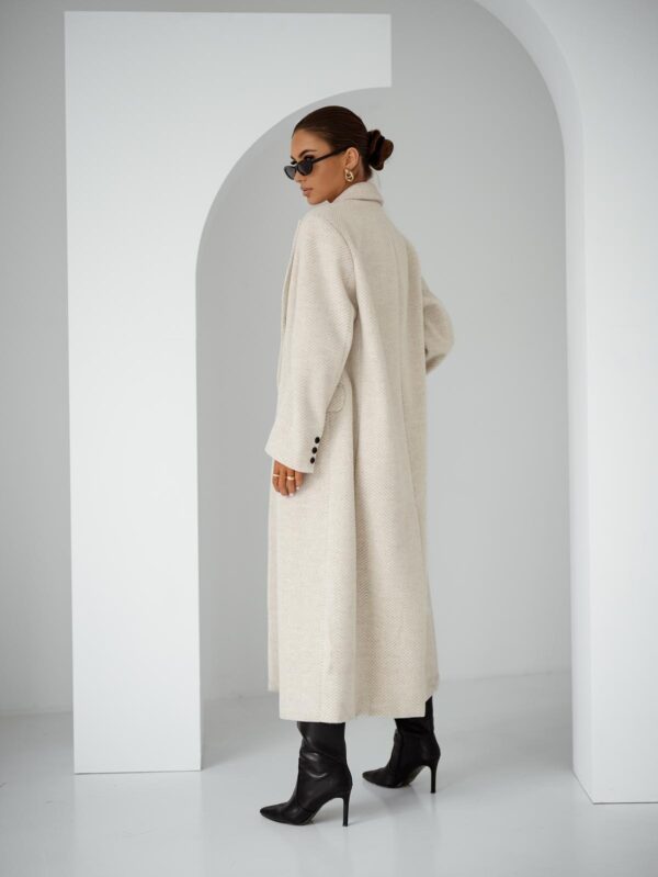 Płaszcz dwurzędowy jodełka ecru