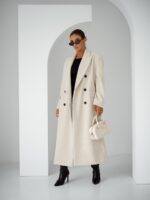 Płaszcz dwurzędowy jodełka ecru