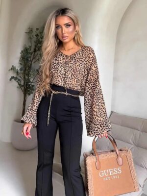 Bluzka LISBONA Panterka/beż/black