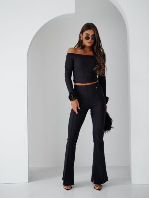 Spodnie ELISABETH prążek - czarne