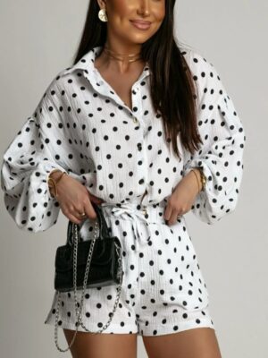 Komplet MOLLY muślin-czarne kropki