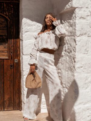 Komplet lniany Mia – Floria Beige