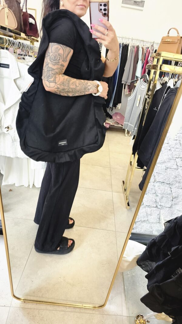 Torba czarny denim z falbaną-Lavestino