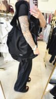Torba czarny denim z falbaną-Lavestino