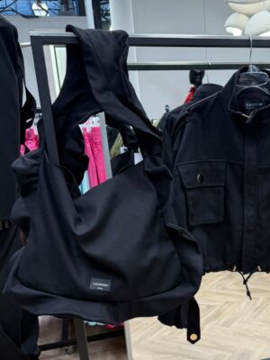 Torba czarny denim z falbaną-Lavestino